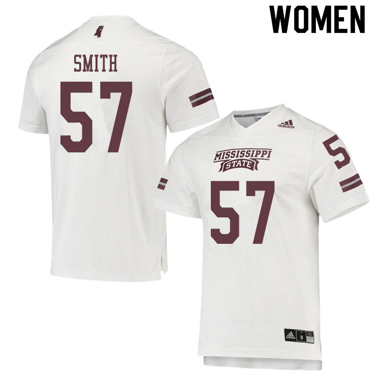 Women #57 Cole Smith Mississippi State Bulldogs College Football Jerseys Sale-White - Click Image to Close